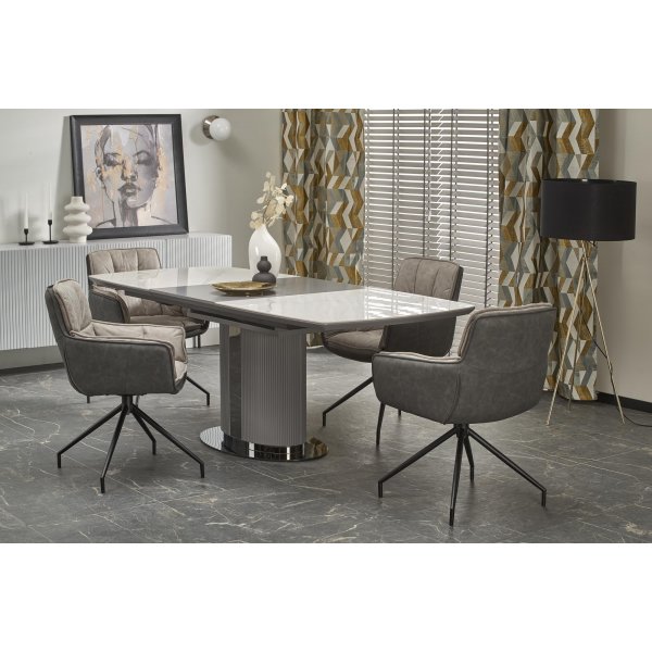 Dancan Esstisch 160-220 x 90 cm - Weißer Marmor/Grau Dancan Esstisch 160-220 x 90 cm - Weißer Marmor/Grau