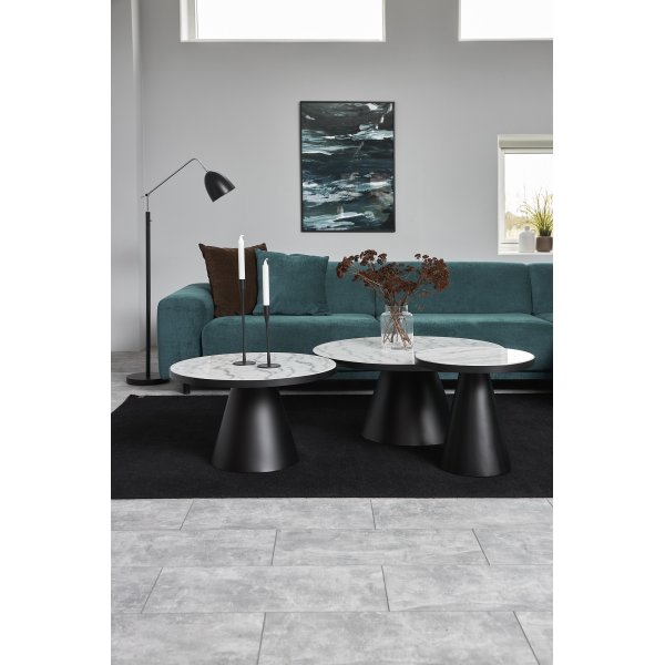 Soli Couchtisch Ø45 cm - Weißer Marmor/Schwarz Soli Couchtisch Ø45 cm - Weißer Marmor/Schwarz