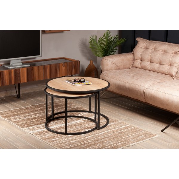 Tambur Banktisch 66/80 cm - Eiche/schwarz