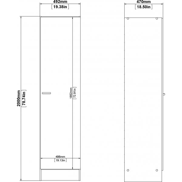 Focus-Schrank - Wei� - H�he 200 cm - Breite 49,2 cm