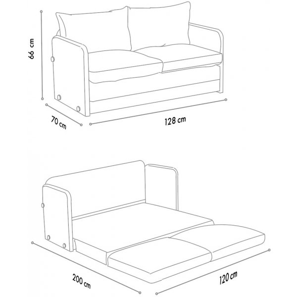 Saga 2-Sitzer-Schlafsofa - Dunkelgrau Saga 2-Sitzer-Schlafsofa - Dunkelgrau