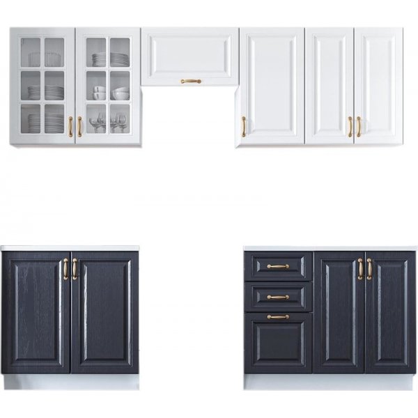 Viktoria Komplettküche 240 cm - Weiß/Dunkelblau Viktoria Komplettküche 240 cm - Weiß/Dunkelblau