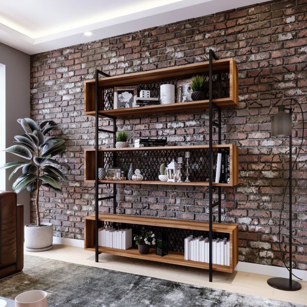 Araf Bcherregal 140 cm - Walnuss