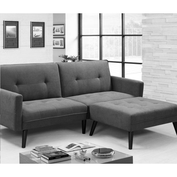 Eddy Bettsofa mit Fuhocker - grau