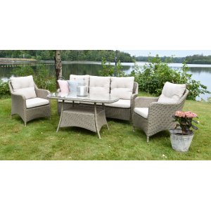 Denver Lounge-Gruppe aus Kunstrattan - naturfarben Denver Lounge-Gruppe aus Kunstrattan - naturfarben