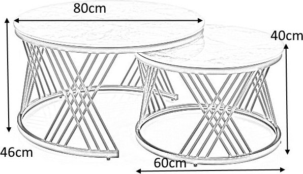 Flamingo Couchtisch 60 cm - Grauer Marmor/Schwarz