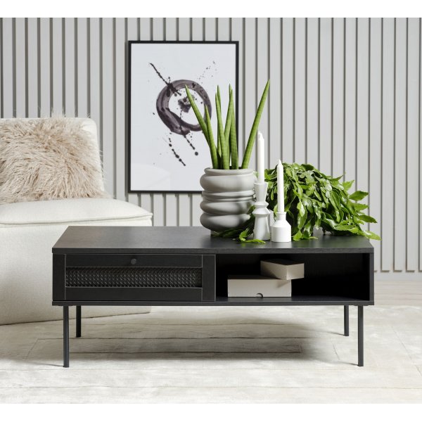 Menu schwarzer Couchtisch mit Schublade 110x60 cm