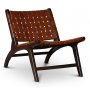 Sessel Porto - Dunkelbraunes Teakholz / Braunes Leder
