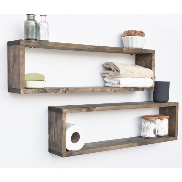 Abstraktes Wandregal 7 - Nussbaum