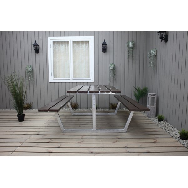 Rustikales Bankset ohne Rckenlehne - Braun