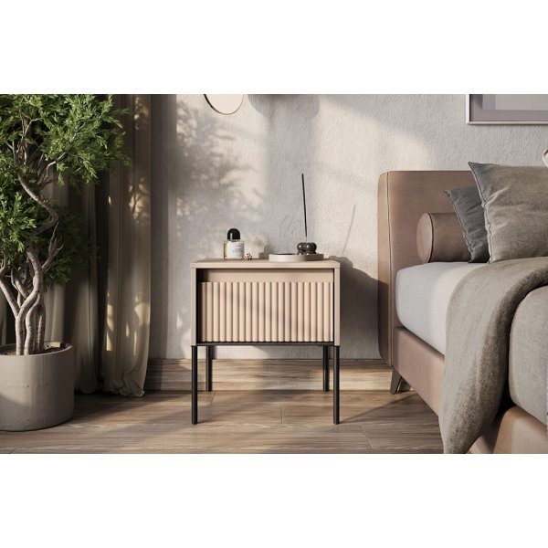 Trend-Nachttisch - Beige/Schwarz