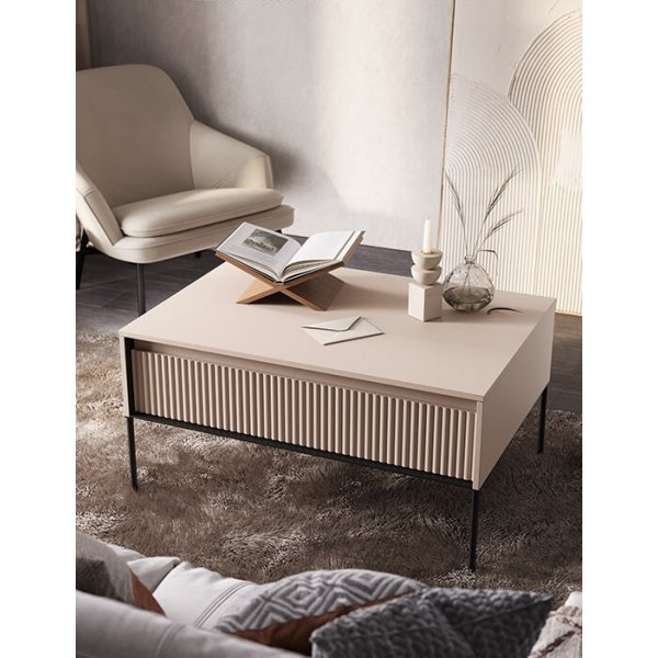 Trend-Couchtisch - Beige/Schwarz