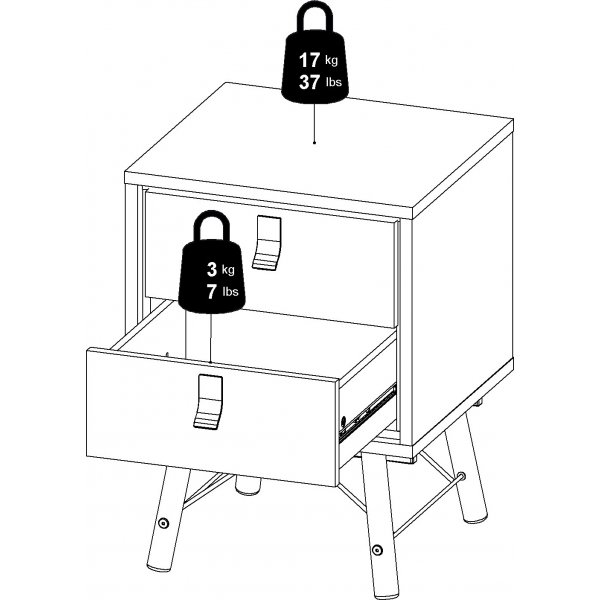 Ry Nachttisch - Schwarz/Walnuss