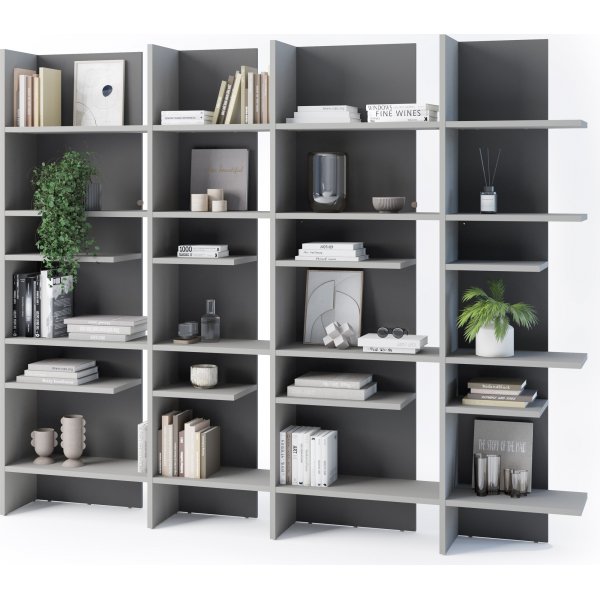 Tiefes Regal mit LED-Beleuchtung rechts - Grau Tiefes Regal mit LED-Beleuchtung rechts - Grau