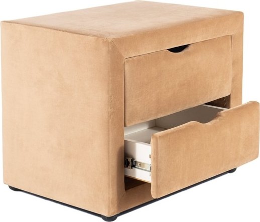 Eton 2 Nachttische - Beige Samt Eton 2 Nachttische - Beige Samt