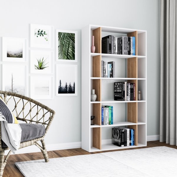 Sanborn Bcherregal - Wei/Eiche