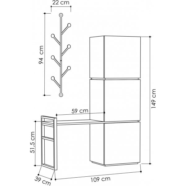 Mello Schuhschrank - Anthrazit/Hellbraun Mello Schuhschrank - Anthrazit/Hellbraun