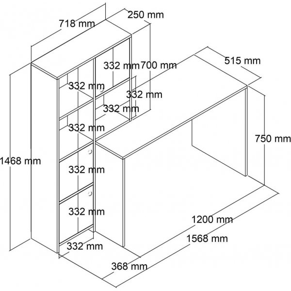 Silence Schreibtisch 156,8 x 51,5 cm, links - Weiß Silence Schreibtisch 156,8 x 51,5 cm, links - Weiß