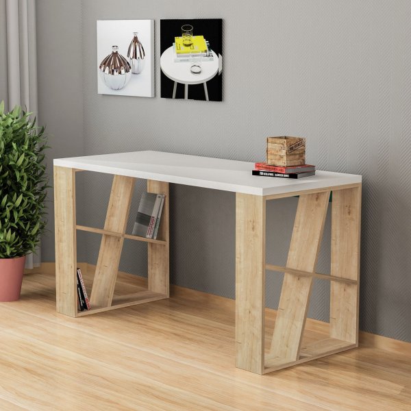 Honey Schreibtisch 140x60 cm - Wei/Eiche