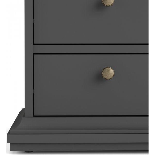 Paris schmaler Nachttisch mit 2 Schubladen und 1 offenem Fach - Grau