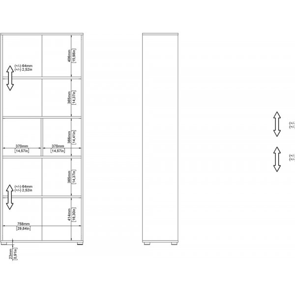 Schilder-B�cherregal hoch - Hickory