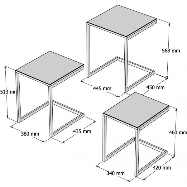 Ege-Tisch 34x40 | 38x43,5 | 44,5 x 45 cm - Nussbaum