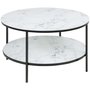 Alisma Couchtisch mit Beinen Ø80 cm - Weißer Marmor/Schwarz