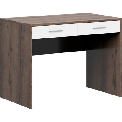 Nepo Plus Schreibtisch mit 2 Schubladen 100 x 59 cm - Dunkle Eiche/Wei