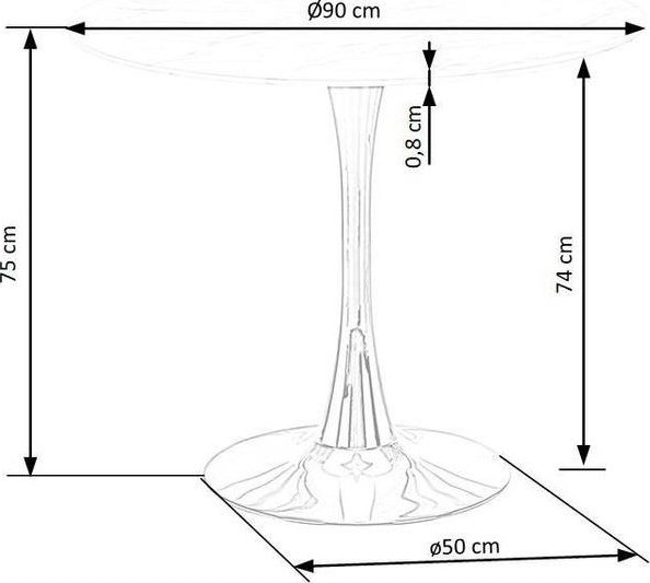 Esstisch, 90 cm Durchmesser, Marmorglas/Gold