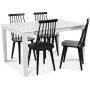 Mellby Essgruppe 140 cm Tisch mit 4 schwarzen Dalsland-Stegsthlen - Wei / Schwarz