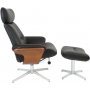 Hjellegjerde Riva Sessel mit Fuhocker - Schwarz (Leder)