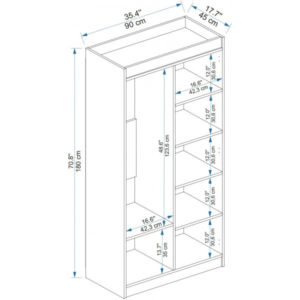 Akser Kleiderschrank - Heller Walnuss/Beige