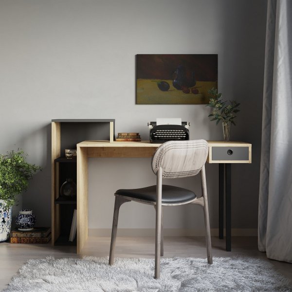 Loyd Schreibtisch 141x92 cm - Eiche/anthrazit