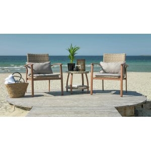 Nordvik Sesselset mit Tisch - Synthetisches Rattan/Holz Nordvik Sesselset mit Tisch - Synthetisches Rattan/Holz