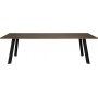 Langer Esstisch Freddy fr 10 Personen aus braun gelter Eiche mit schwarzen Metallbeinen - 240 x 95 cm