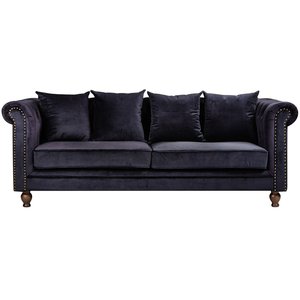 Chesterfield Churchill 3-Sitzer Sofa - Schwarzer Samt