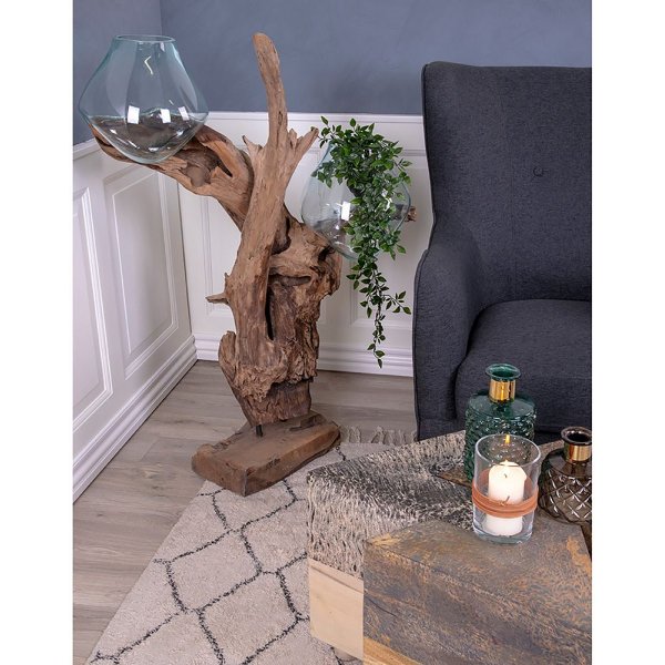 San Marino Wassertropfenvase - Teak/Glas - 100 cm