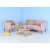 Kingsley 2,5-Sitzer-Sofa aus rosa Samt + Mbelpflegeset fr Textilien