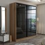 Kapusta Kleiderschrank 180x52x210 cm - Braun/Rauchglas