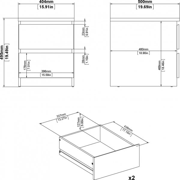 Naia Nachttisch 2 - Schwarz Naia Nachttisch 2 - Schwarz