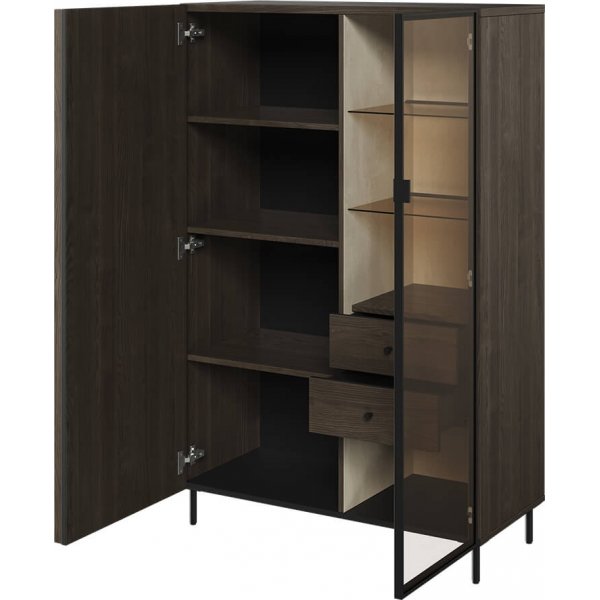 Piedmont Vitrine - Portland Esche/Schwarz