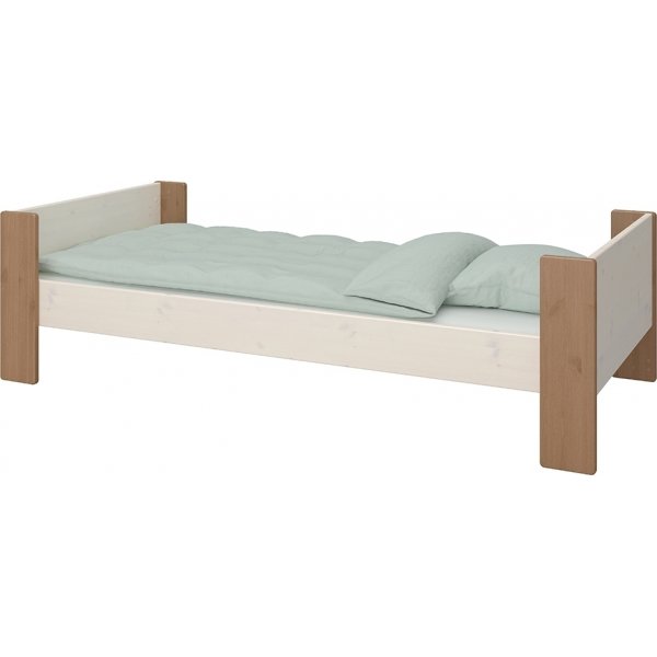 Fr Kinder Einzelbett 90 x 200 cm - Wei/Grau/Braun
