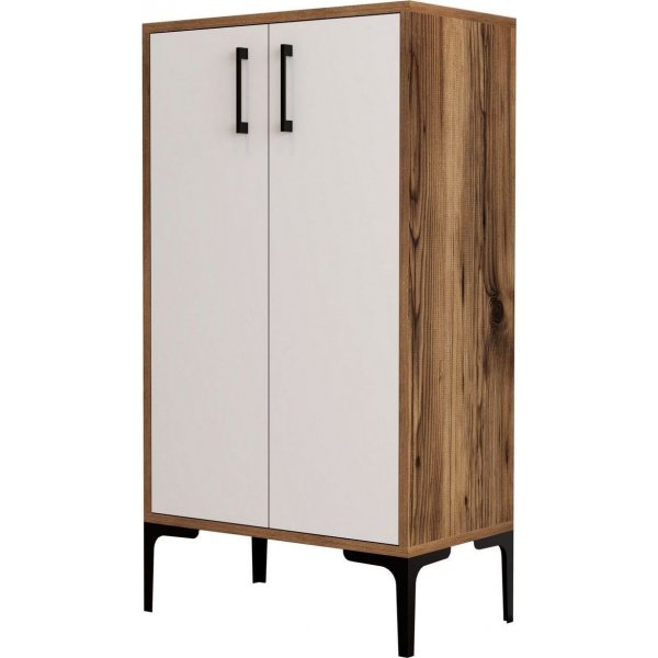 Prager Schuhschrank - Nussbaum/weiß Prager Schuhschrank - Nussbaum/weiß