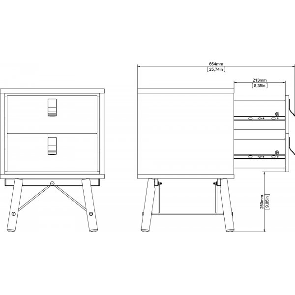 Ry Nachttisch - Schwarz/Walnuss