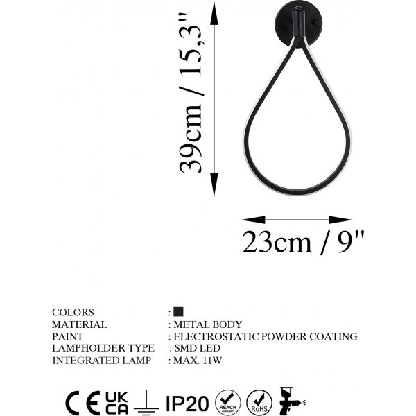 Damian Wandleuchte - Schwarz Damian Wandleuchte - Schwarz
