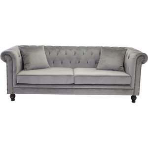 Chesterfield Churchill 3-Sitzer Sofa - Helles Grau Samt