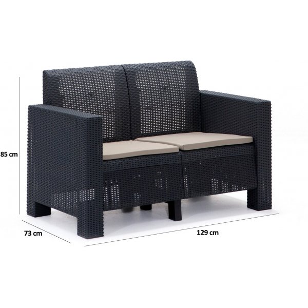 Aksu Loungegruppe mit 2-Sitzer-Sofa - Anthrazit