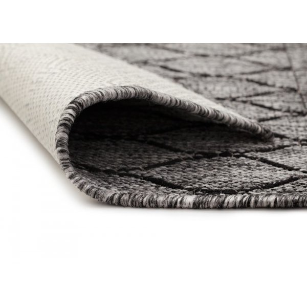 Flachgewebter Teppich Casey - Grau/Schwarz