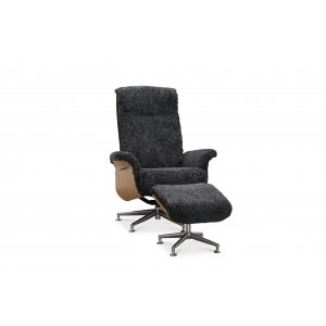 Relaxsessel mit Fußhocker in echtem Schaffell Eiche/Anthrazit - Ulla Relaxsessel mit Fußhocker in echtem Schaffell Eiche/Anthrazit - Ulla