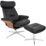 Hjellegjerde Riva Sessel mit Fuhocker - Schwarz (Leder)
